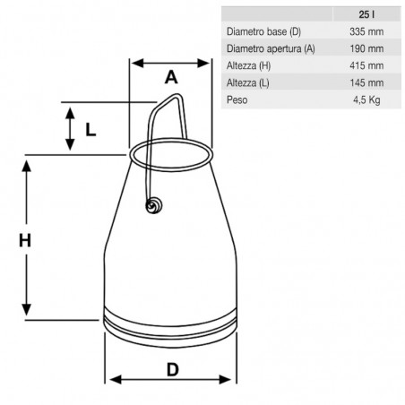 Secchio mungitore inox